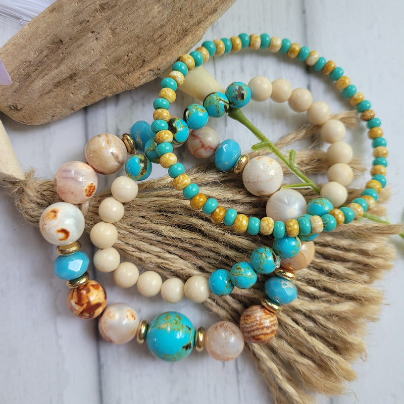 SIENNA SANDS AGATE & TURQUOISE MOSAIC BRACELET SET