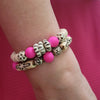 BOHO & TRIBAL 2 BRACELET SET IN FUCHSIA & RIVERSTONE JASPER