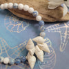 BLUE & WHITE AGATE BEACH BRACELET WITH SHELLS