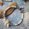 BLUE & WHITE AGATE BEACH BRACELET WITH SHELLS