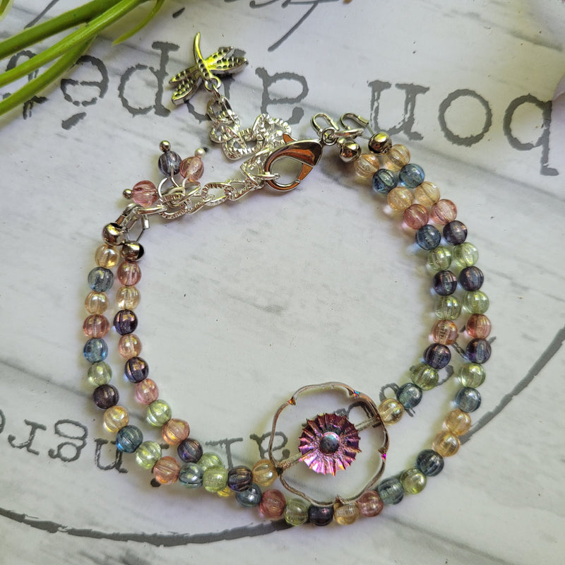 CZECH GLASS TWO STRAND BRACELET IN RAINBOW CRYSTALS