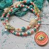 TURQUOISE, CREAM & ORANGE BEACHY BRACELET SET