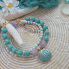 DOUBLE STRAND LAVENDER & TURQUOISE SEA SHELL BRACELET