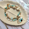 DOUBLE STRAND AMAZONITE EVIL EYE BRACELET