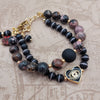 RODOCHROSITE & PINK STRIPE AGATE TWO STRAND BRACELET