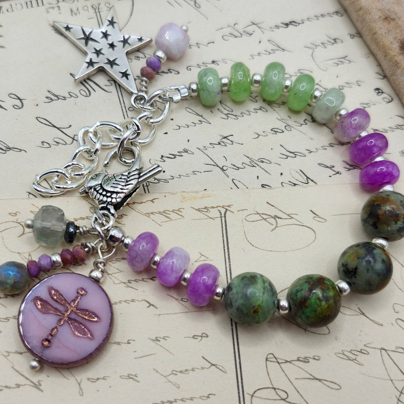 LAVENDER & GREEN QUARTZ BRACELET