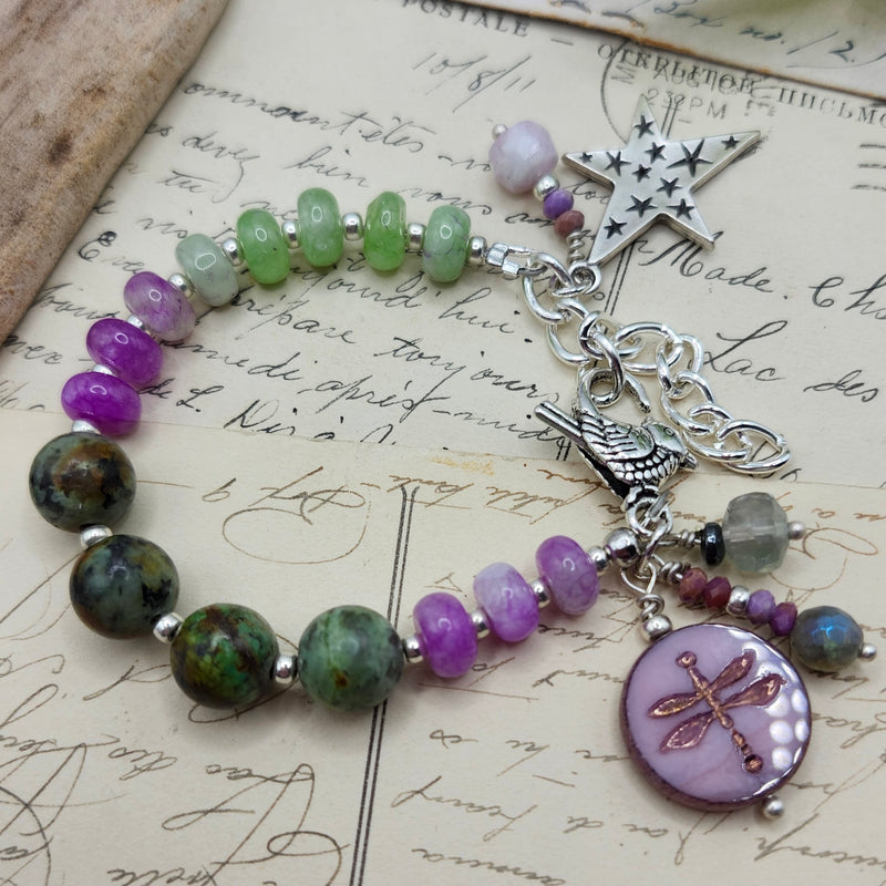 LAVENDER & GREEN QUARTZ BRACELET