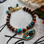 60'S STYLE TURQUOISE BOHO BRACELET WITH EVIL EYE CHARM