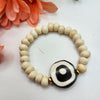 CREAM MALA BRACELET WITH EYE FOCAL