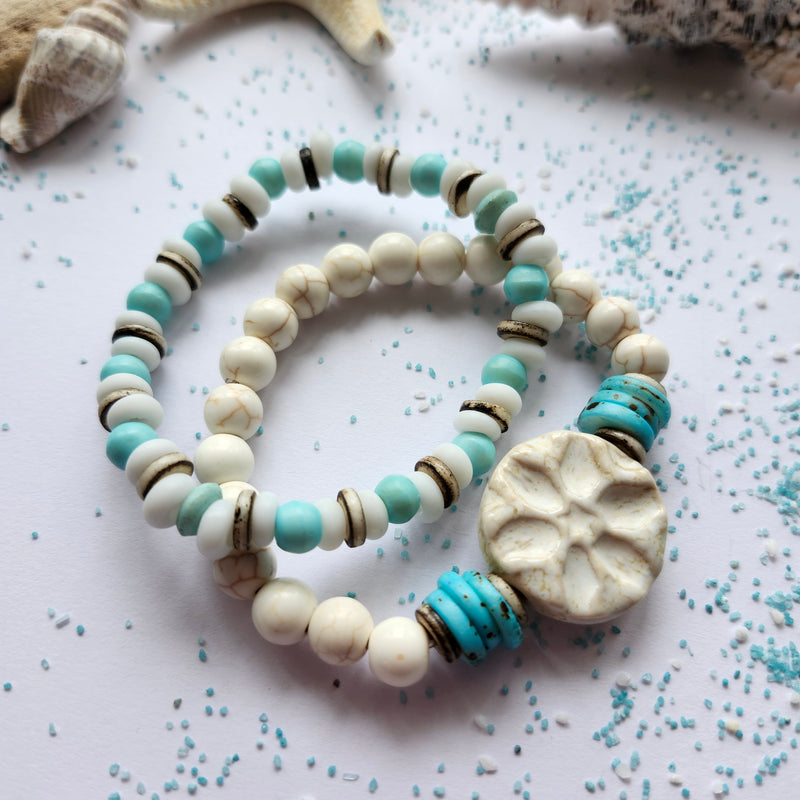 TURQUOISE & CREAM BOHO BEACH SET