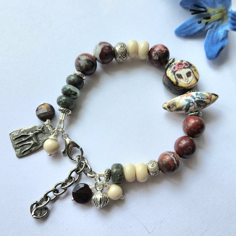 MEXICAN AGATE OWL BRACELET