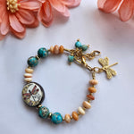 TURQUOISE & PEACH BUTTERFLY BRACELET