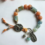 BLUE & PEACH CALCITE BUTTON BRACELET