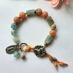 BLUE & PEACH CALCITE BUTTON BRACELET