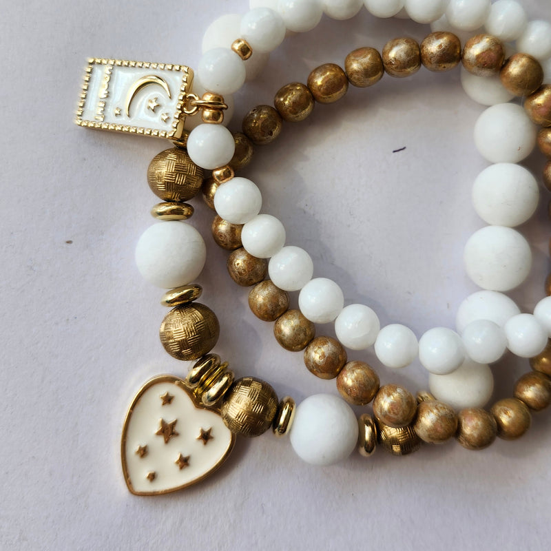 ELEGANT THREE BRACELET SET IN WHITE & GOLD