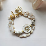 ELEGANT WHITE & GOLD DOUBLE STRAND BRACELET