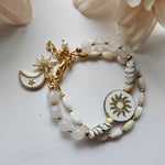 ELEGANT WHITE & GOLD DOUBLE STRAND BRACELET