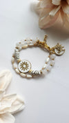 ELEGANT WHITE & GOLD DOUBLE STRAND BRACELET