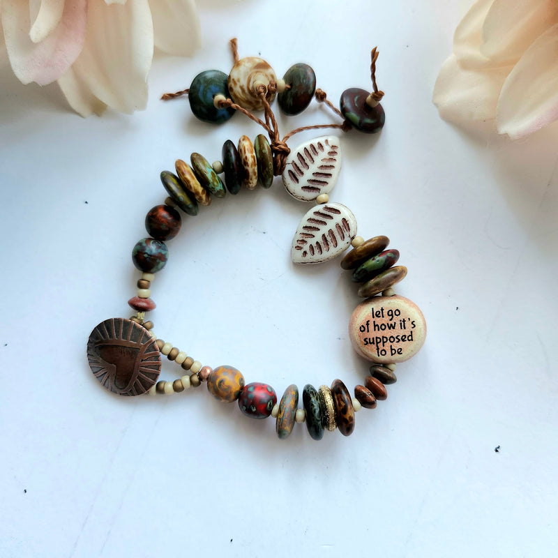 RUSTIC QUOTE BRACELET "LET GO"