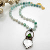 OMBRE SILVER COATED GREEN AGATE NECKLACE