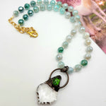 OMBRE SILVER COATED GREEN AGATE NECKLACE