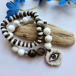 RUSTIC BOHO TWO BRACELET SET WITH EYE CHARM