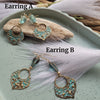 TURQUOISE CZECH GLASS TEAR DROP EARRINGS WITH STAR PATINA CHARMS