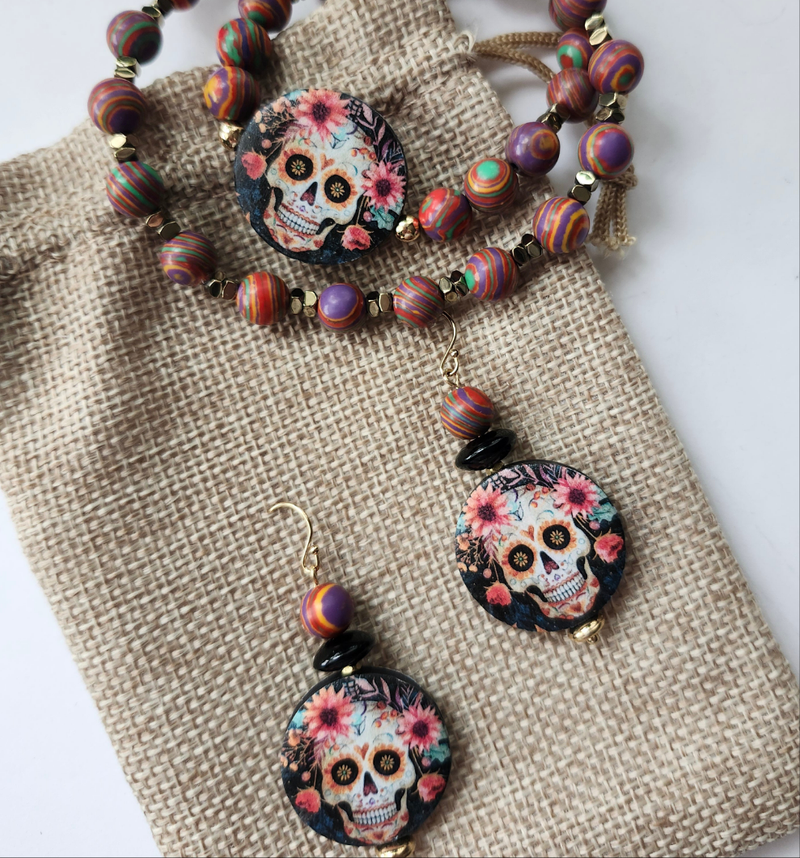 SUGAR SKULL BRACELET/EARRING SET