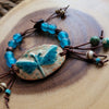 RUSTIC BOHO BRACELET WITH CERAMIC DRAGONFLY