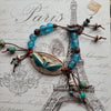 RUSTIC BOHO BRACELET WITH CERAMIC DRAGONFLY