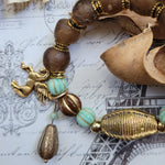 MINT GREEN & BROWN TRIBAL STYLE BRACELET