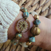 SUN BRACELET IN GOLD, MINT GREEN & NATURAL QUARTZ