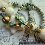 SUN BRACELET IN GOLD, MINT GREEN & NATURAL QUARTZ