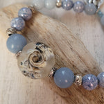 AQUAMARINE & SILVER BRACELET WITH DRAGONFLY CHARM