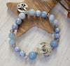 AQUAMARINE & SILVER BRACELET WITH DRAGONFLY CHARM