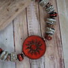 PORCELAIN BEADED BRACELET IN MATADOR RED & SPECKLED BIRCH