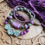 STACKED BRACELET SET IN PURPLE & MINT GREEN