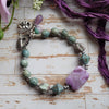 LAVENDER & GREEN TOGGLE BRACELET WITH CHARMS