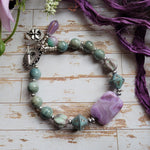 LAVENDER & GREEN TOGGLE BRACELET WITH CHARMS