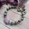 LAVENDER & GREEN TOGGLE BRACELET WITH CHARMS