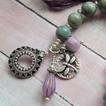 LAVENDER & GREEN TOGGLE BRACELET WITH CHARMS