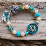 CANARY JADE & TURQUOISE BOHO CHIC TOGGLE BRACELET