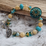 CANARY JADE & TURQUOISE BOHO CHIC TOGGLE BRACELET