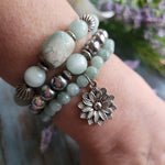 AQUA TERRA & SILVER HEMATITE BRACELET STACK