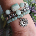 AQUA TERRA & SILVER HEMATITE BRACELET STACK