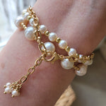 FAUX PEARL BRACELET SET WITH INFINITY CHAIN BRACELET