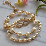 FAUX PEARL BRACELET SET WITH INFINITY CHAIN BRACELET