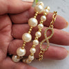 FAUX PEARL BRACELET SET WITH INFINITY CHAIN BRACELET