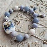 POWDER BLUE LAMPWORK & ANGEL STONE BRACELET