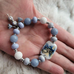 POWDER BLUE LAMPWORK & ANGEL STONE BRACELET